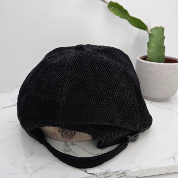 vintage 90s | black corduroy retro rope accent baseball hat | unisex - Picture 5 of 8